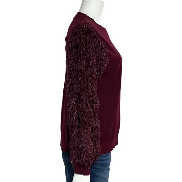 Siani Milano Burgundy Feather Sleeves Sweater Size XL - Picture 6 of 10